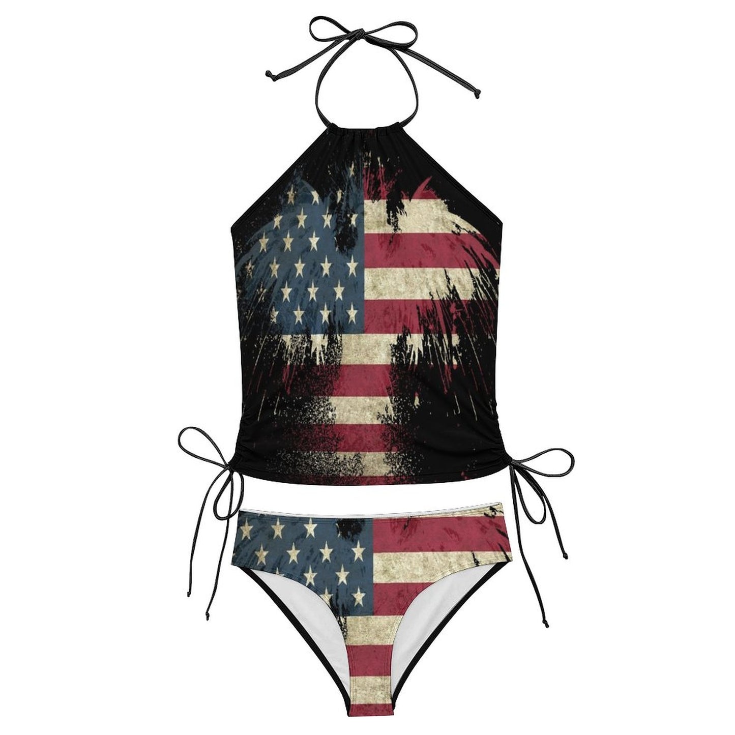 2-Piece Women's Tankini Set with High Neck Halter Top F145kA01 (All-Over Printing)
